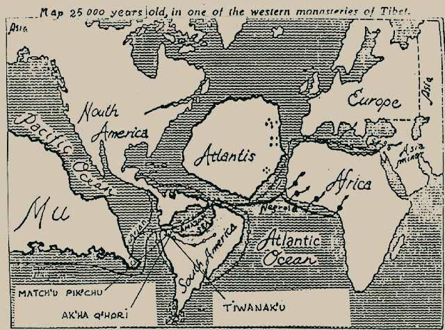 Atlantis and Mu World Map