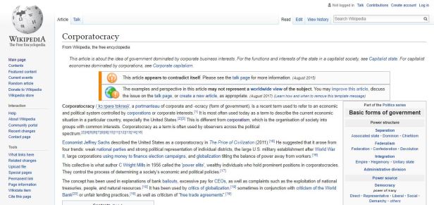 Corporatocracy Wikipedia Summary