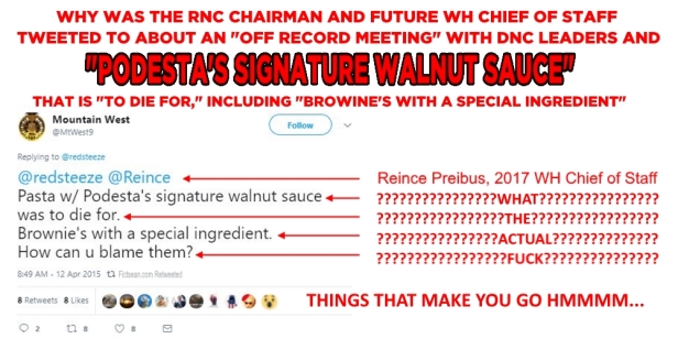 John Podesta's Signature Walnut Sauce Reince Preibus Off Record BANNER